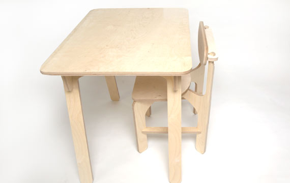 Unlocked C1 plywood desk and chair